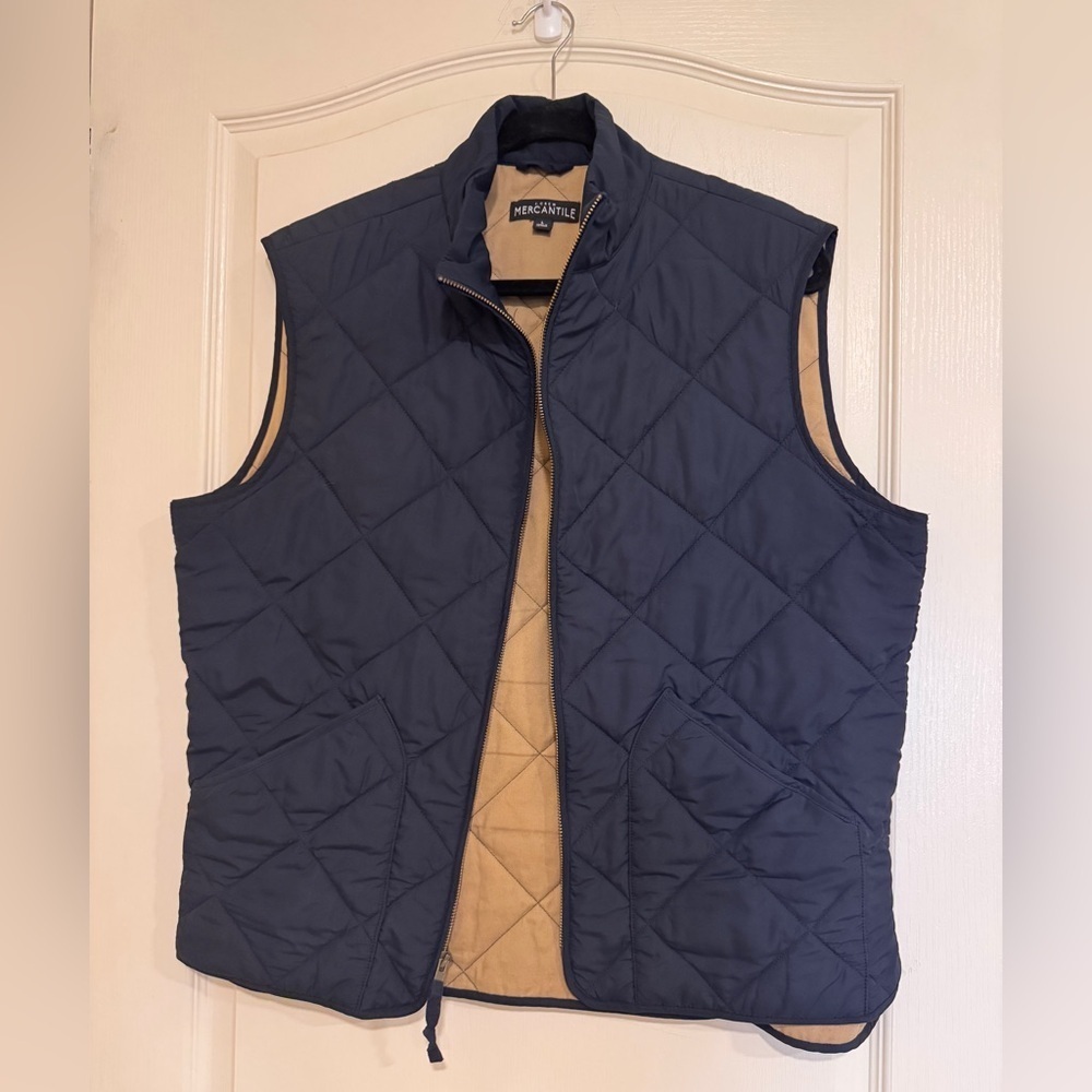 J. Crew navy and brown quilted vest​​​